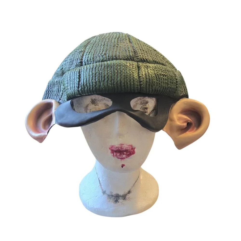Vintage 2001 Disguise Inc Vinyl Burglar Mask Green Beanie Creepy Funny Prop